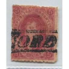 ARGENTINA 1865 GJ 25i RIVADAVIA ESTAMPILLA de 4ta TIRADA CON VARIEDAD PAPEL RAYADO Y DOBLE IMPRESION U$ 240